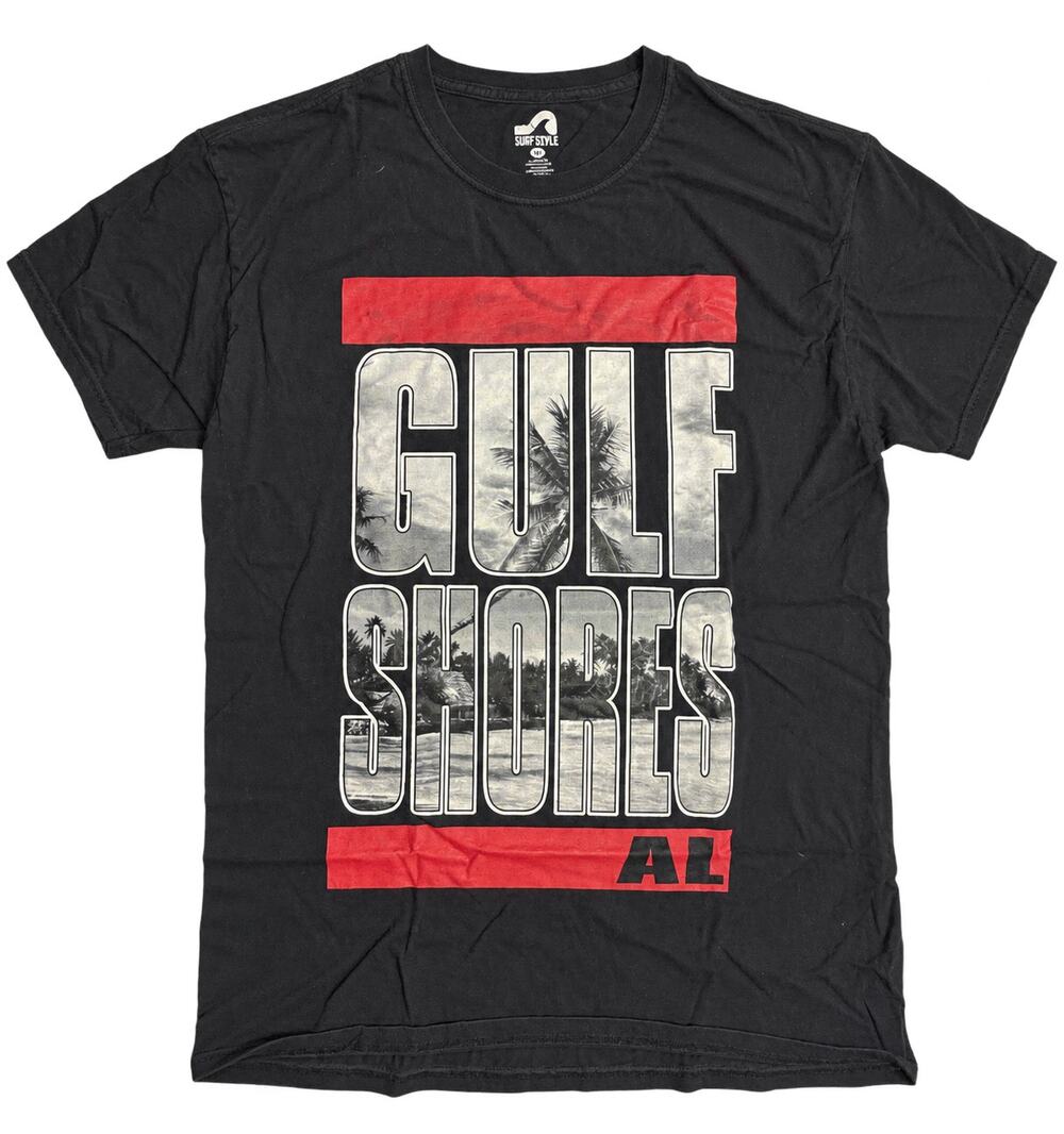 Gulf Shores Alabama Surf Style Men's Graphic T-Shirt Black Size M